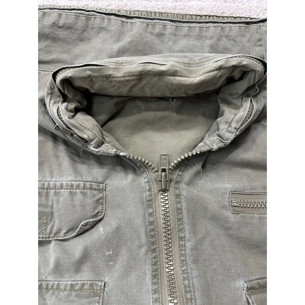 Vintage‎ Safari Vest Olive Green Mens XL Khaki Photographer Stowaway Hood Pack